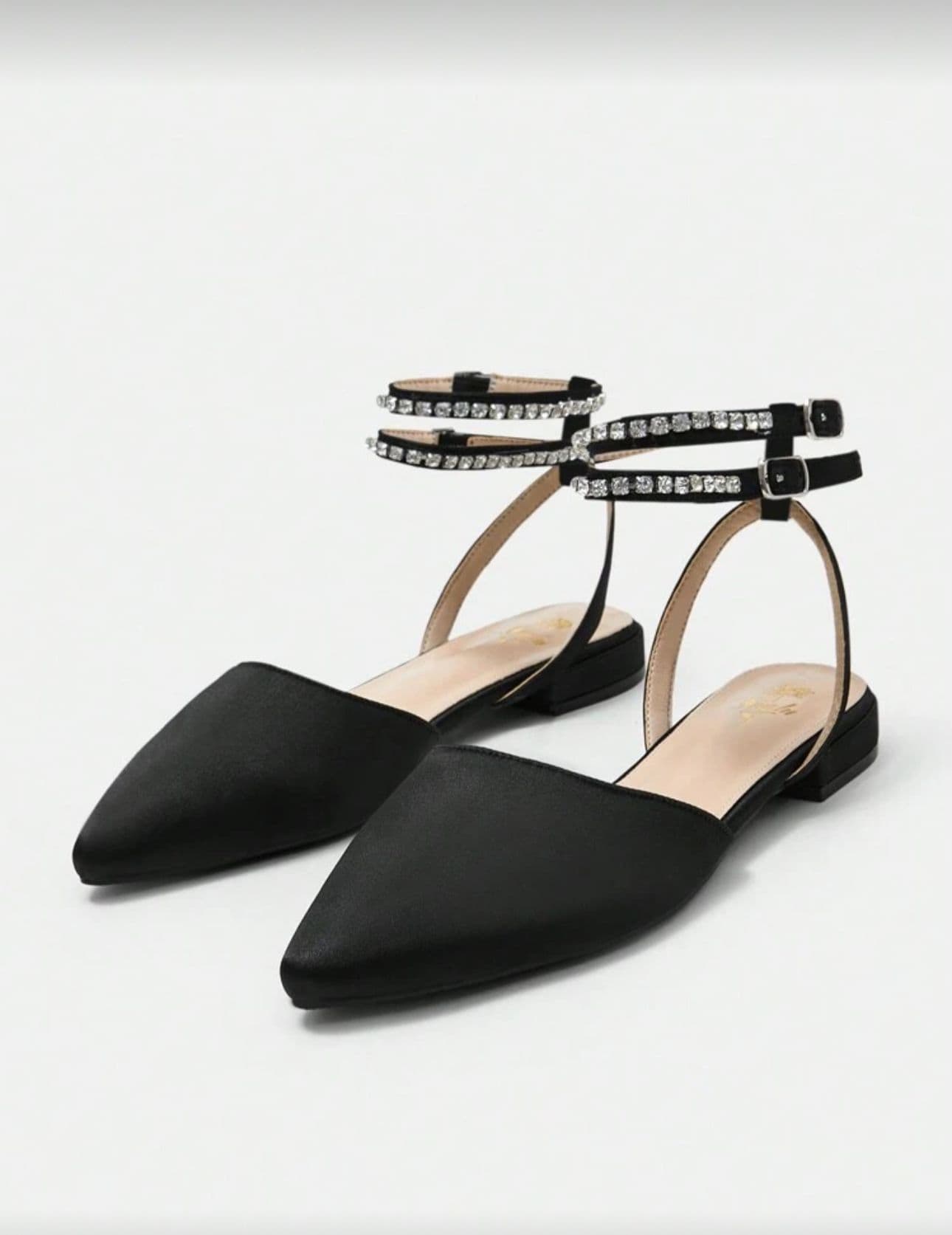 Black Strapped Flats