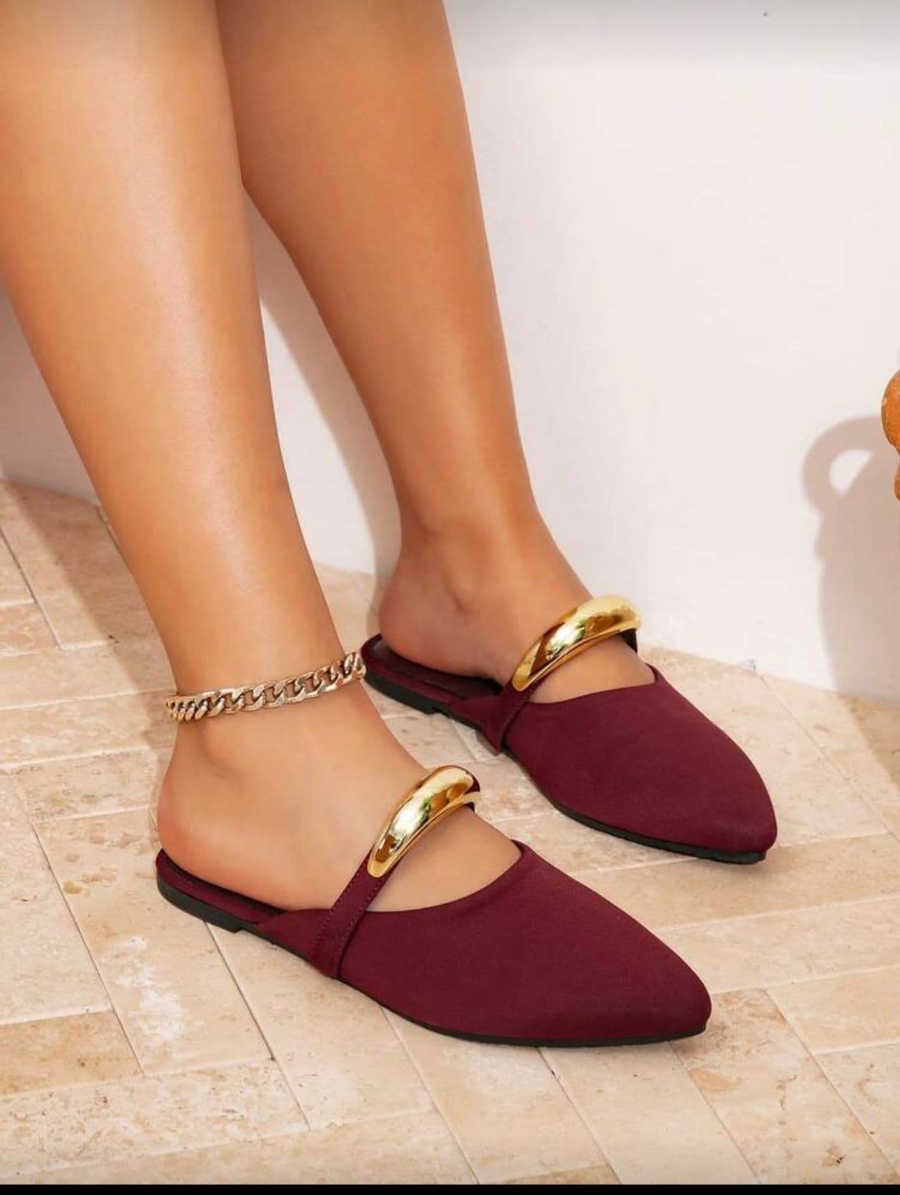 Burgundy & Gold Flats