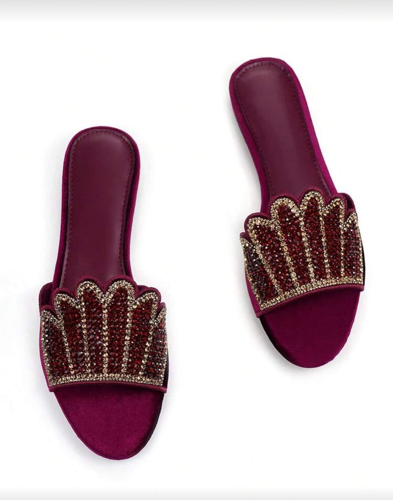 Glittering Burgundy Slippers