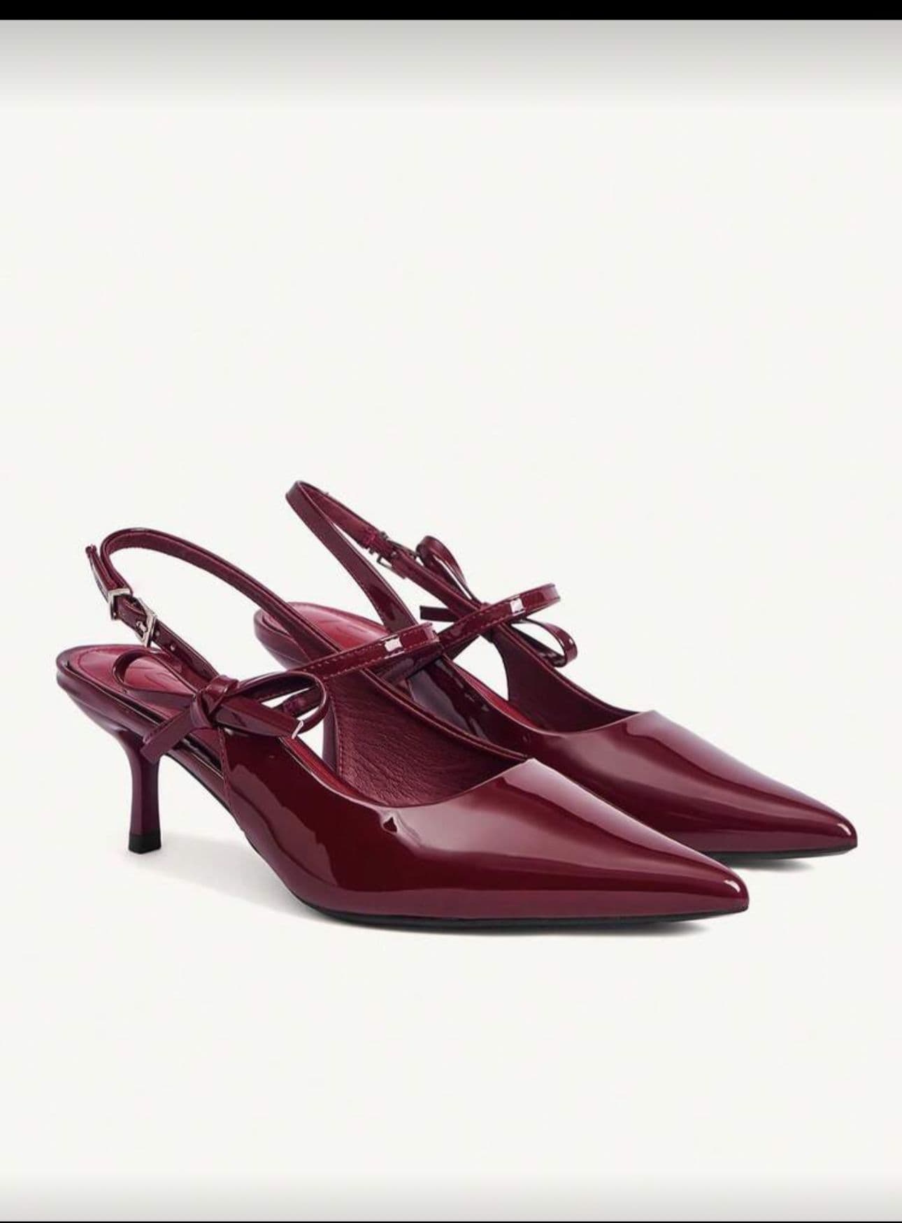 Burgundy Double-Sling Heel