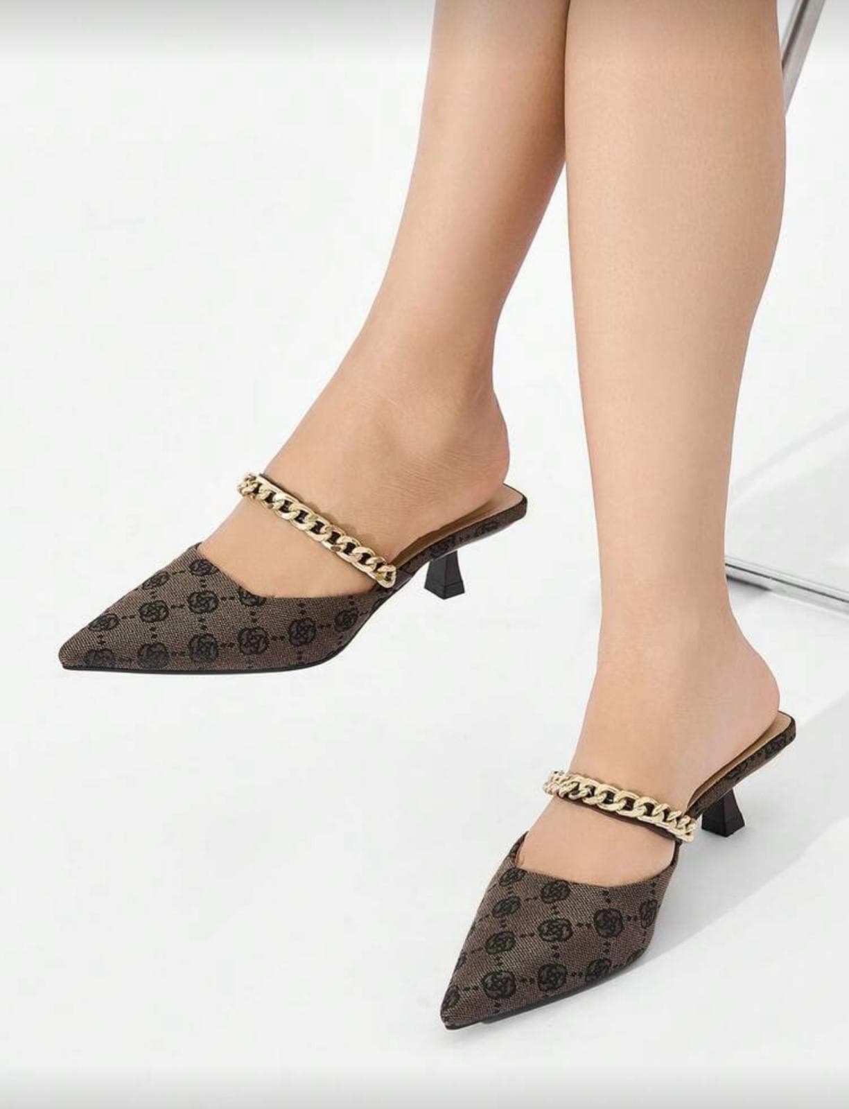 Monogram Gold-Chain Mule