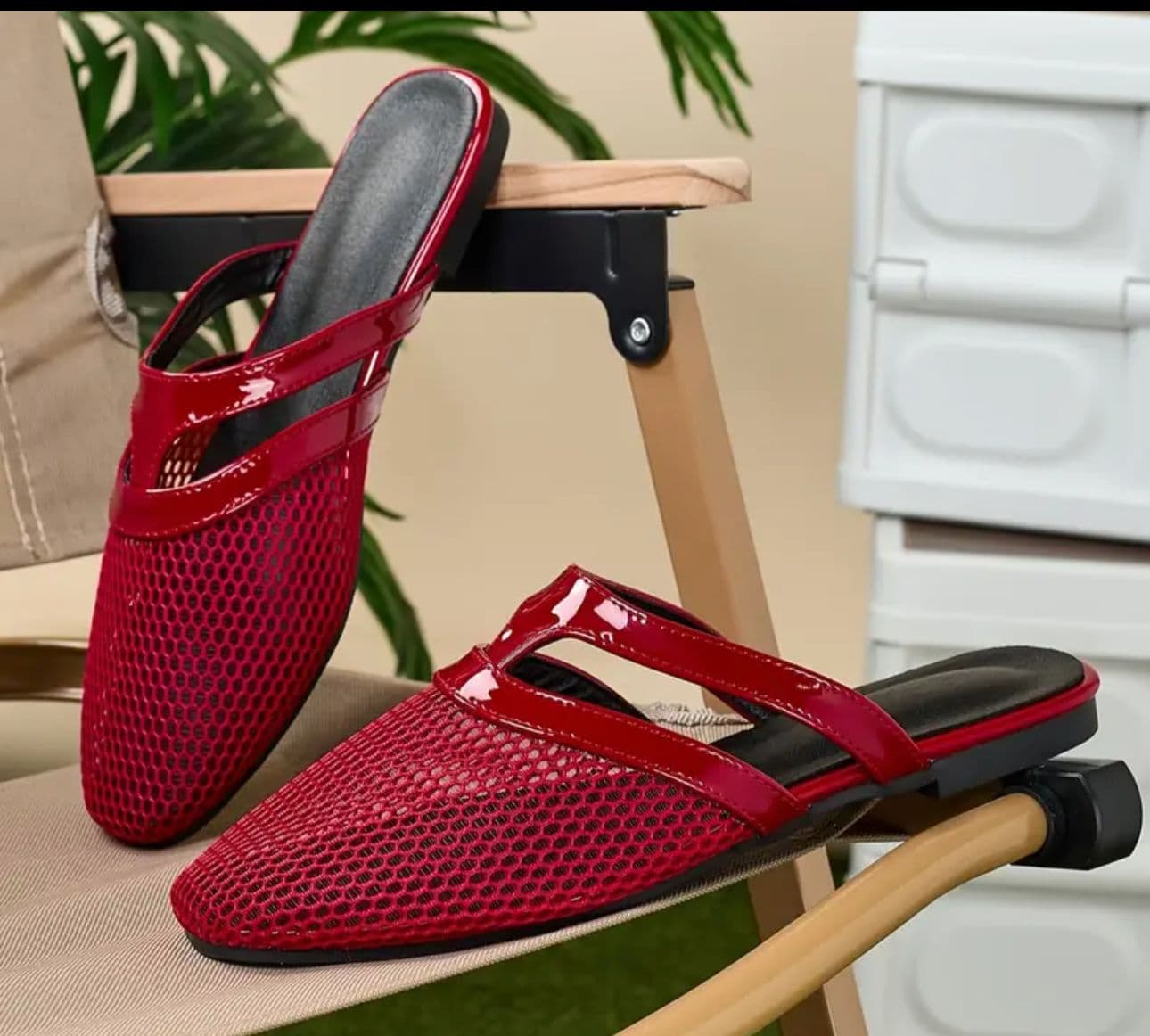 Red Net Slippers