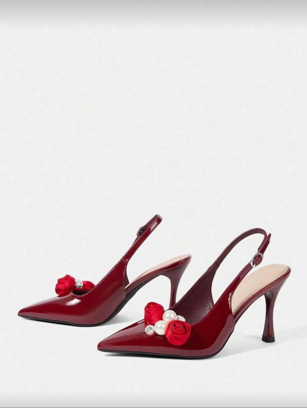 Burgundy Patent Rose Stiletto