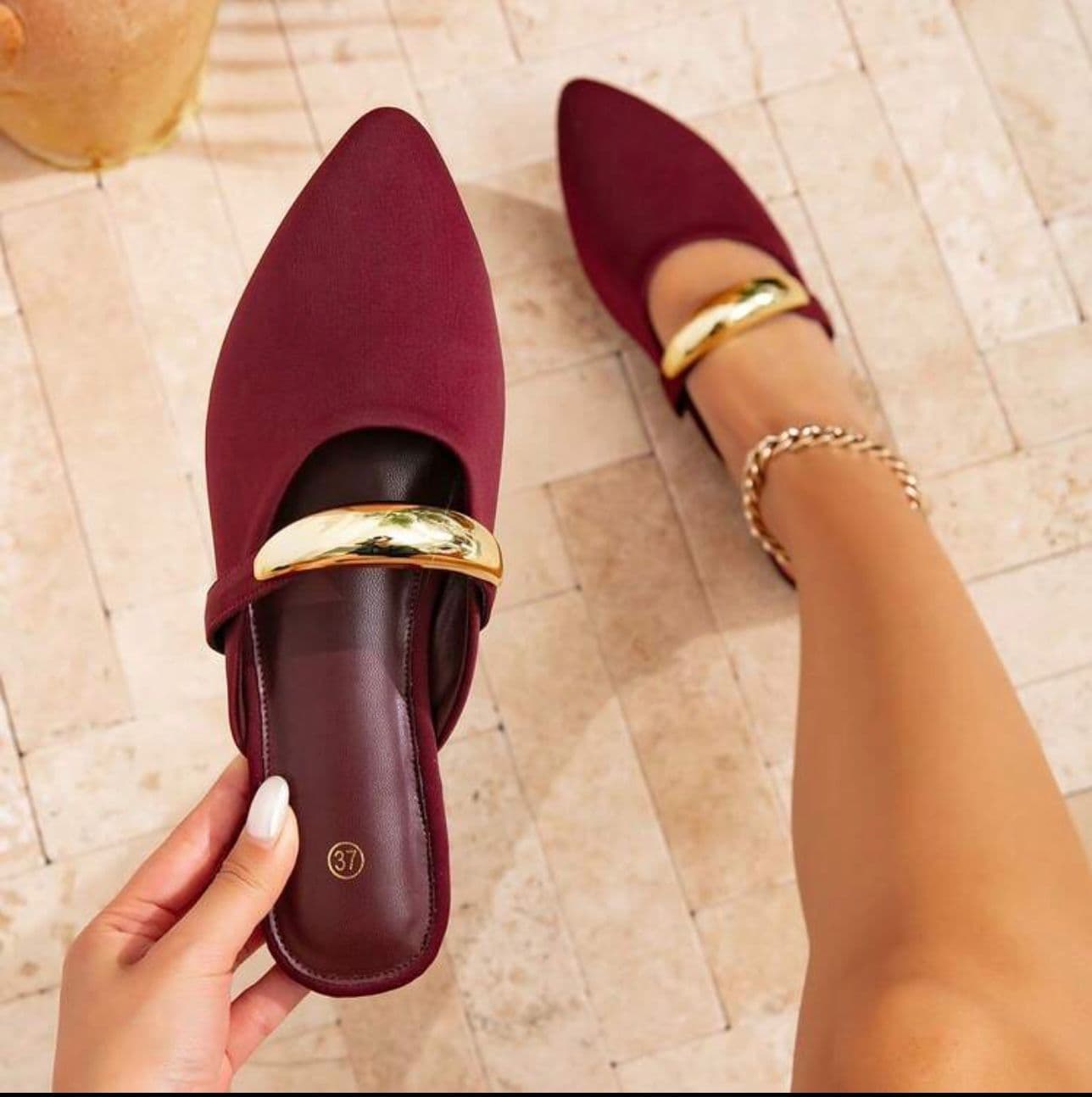Burgundy & Gold Flats