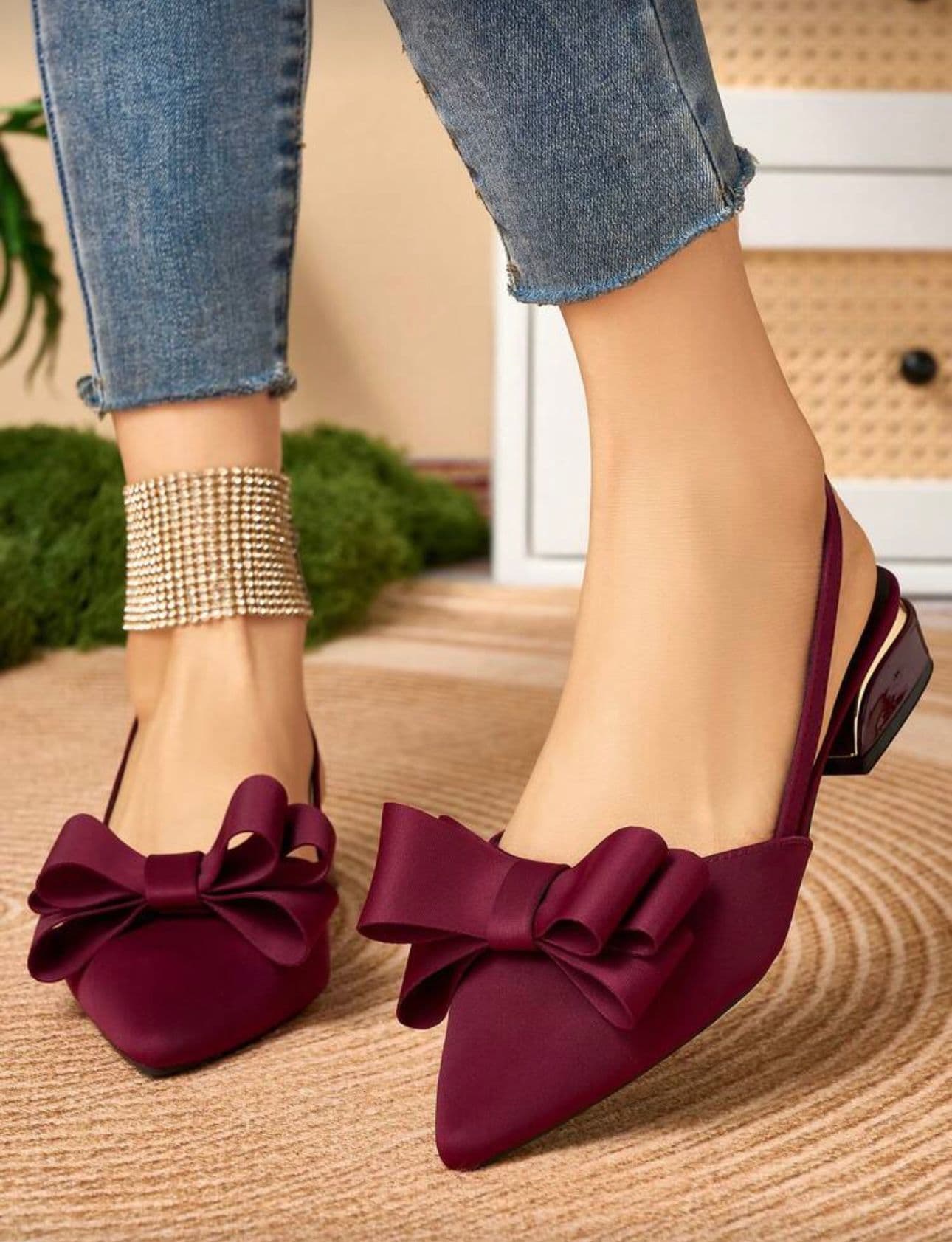 Burgundy Bow Pencil Flat