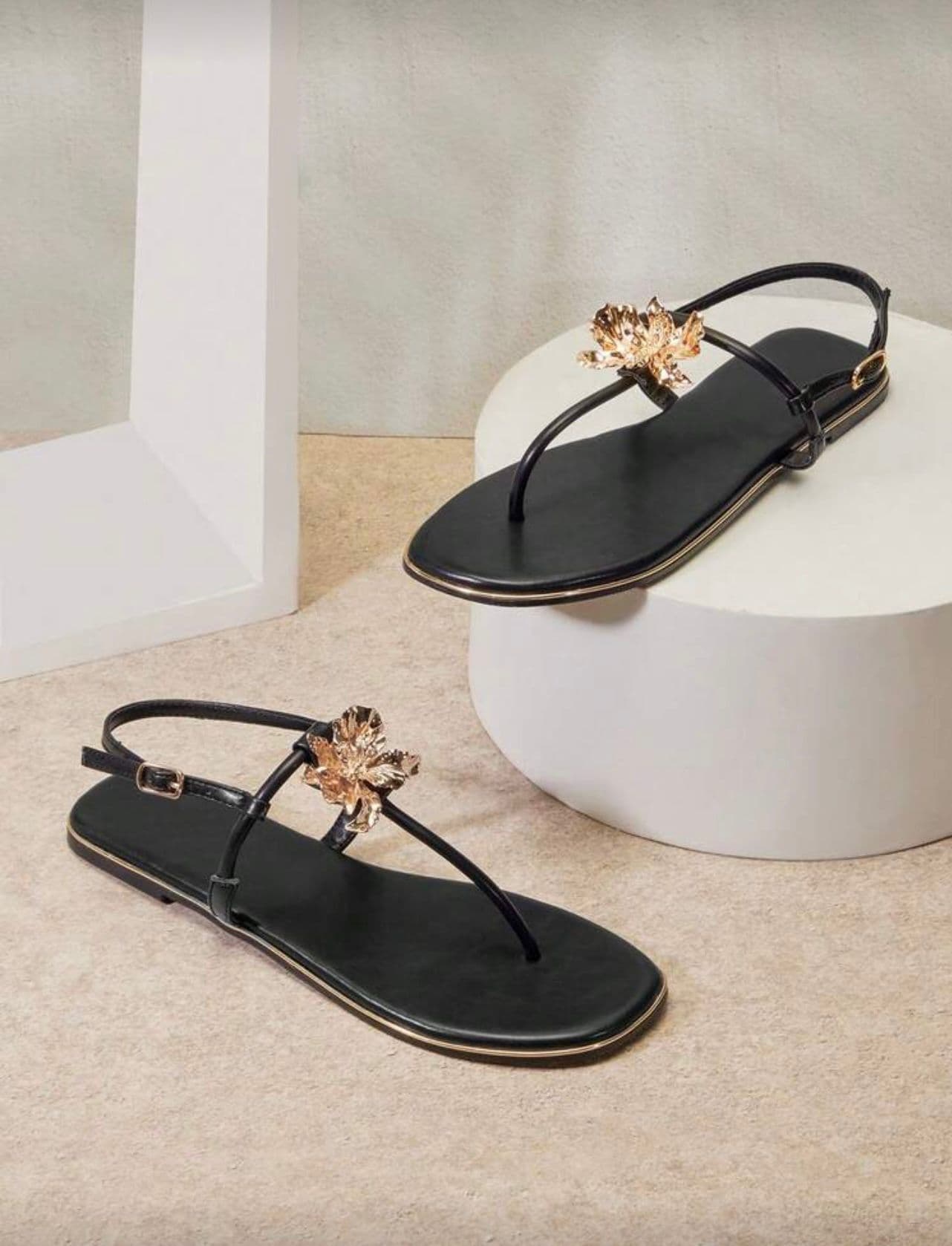 Gold Floral Embellished Sandal