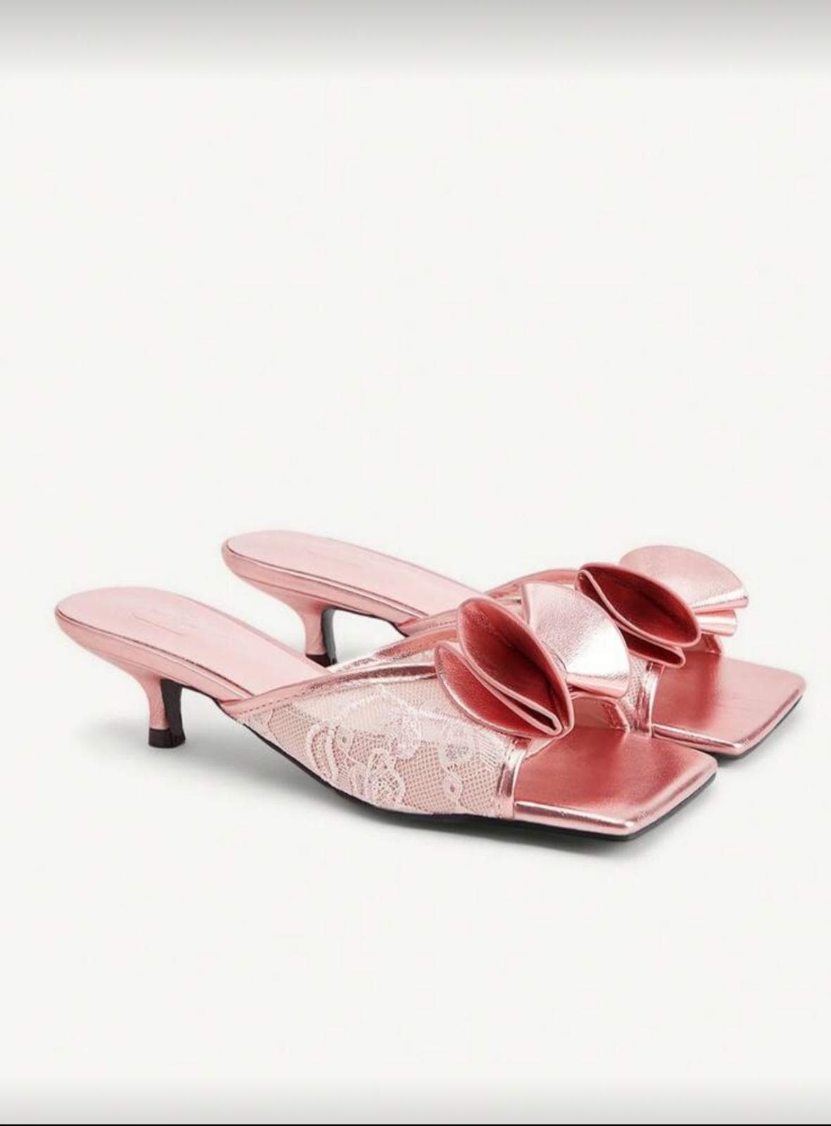 Pink Lace Square-Toe Mule