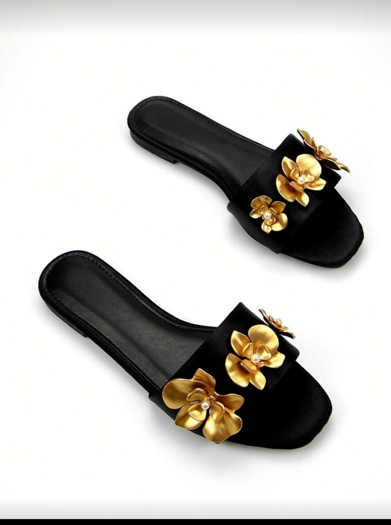 Black and Gold Slippers