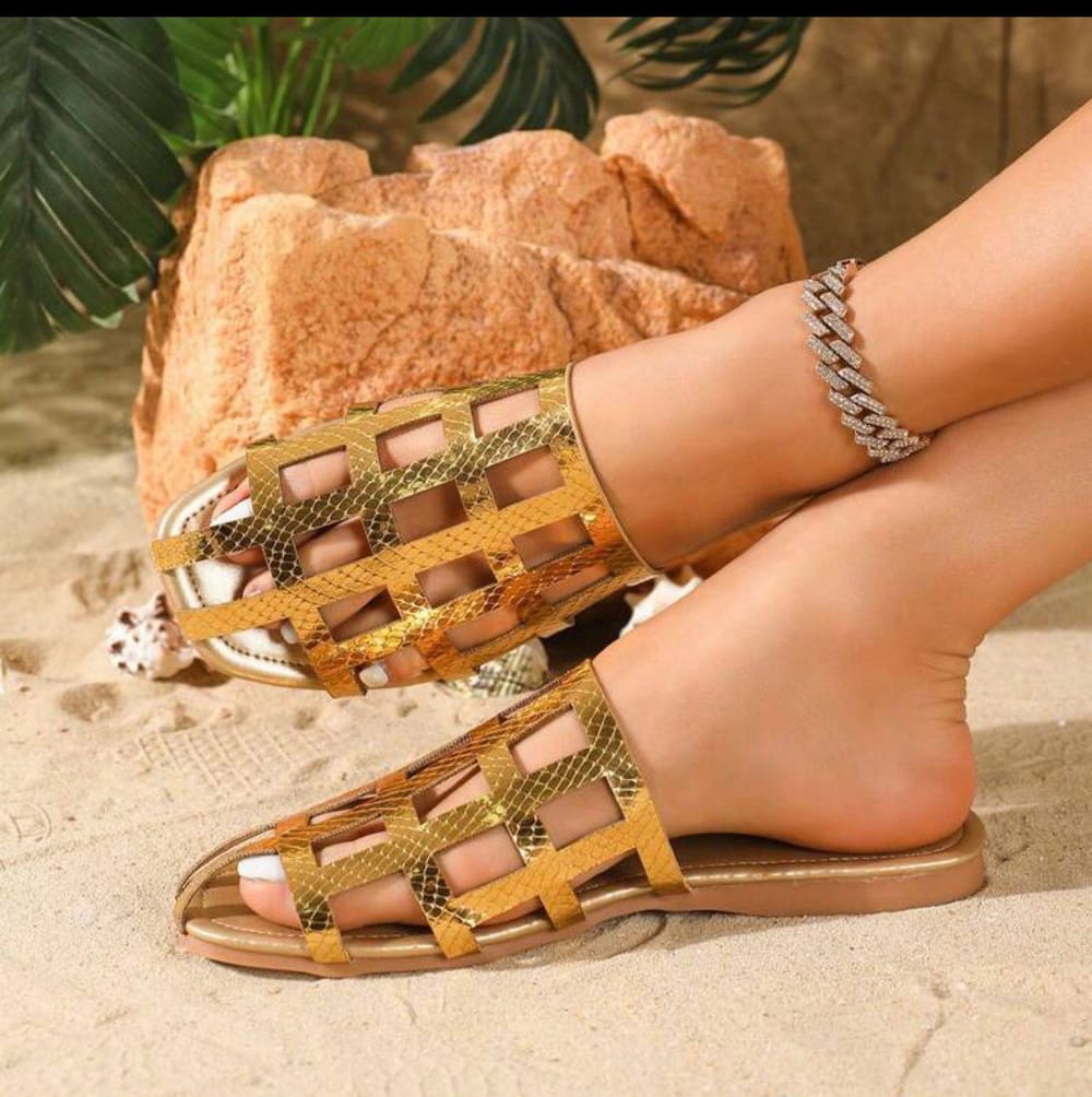 Gold Metallic Caged Slide